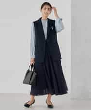 KBDCD04089 a.v.v(アー・ヴェ・ヴェ) 【洗える/ストレッチ/セットアップ対応】ダブルクロステーラードジレ ネイビー