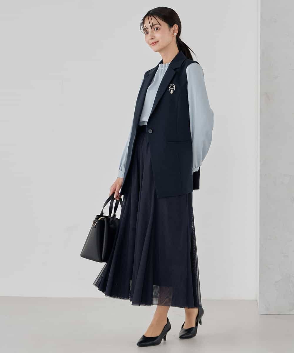 KBDCD04089 a.v.v(アー・ヴェ・ヴェ) 【洗える/ストレッチ/セットアップ対応】ダブルクロステーラードジレ ネイビー