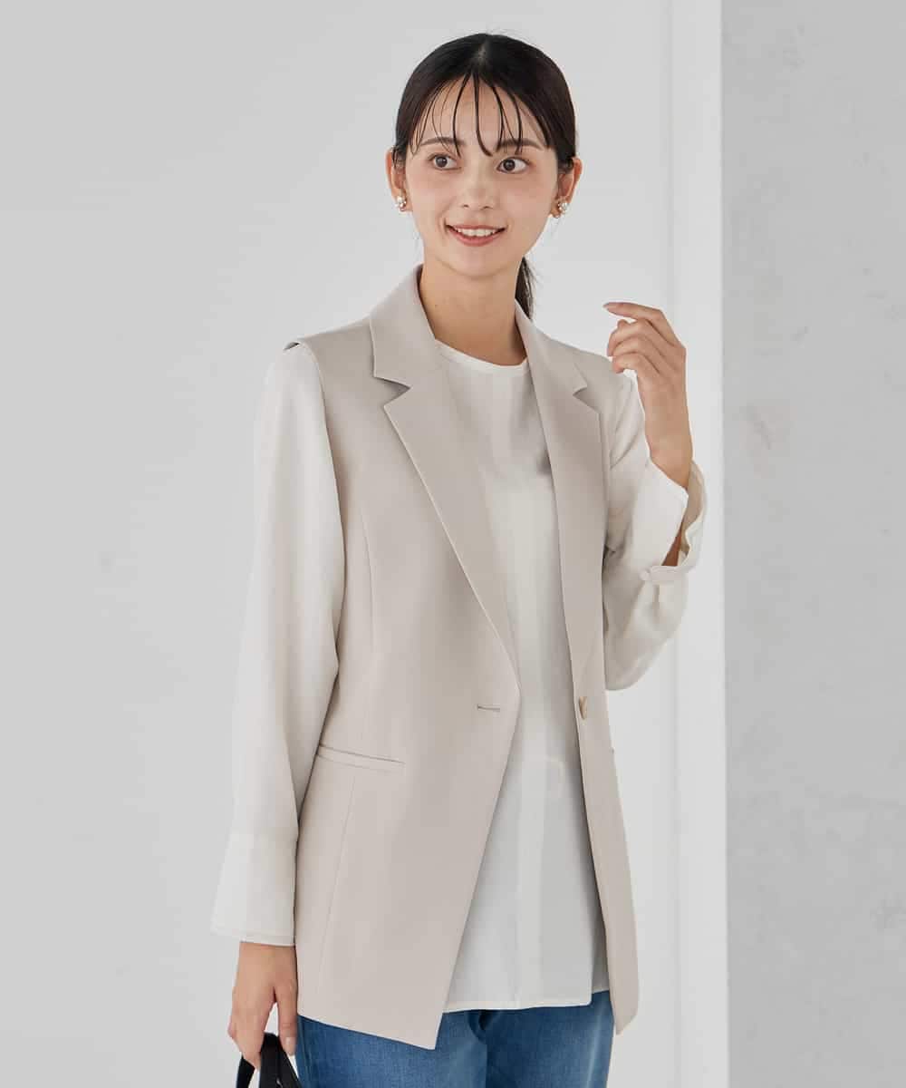 KBDCD04089 a.v.v(アー・ヴェ・ヴェ) 【洗える/ストレッチ/セットアップ対応】ダブルクロステーラードジレ ネイビー