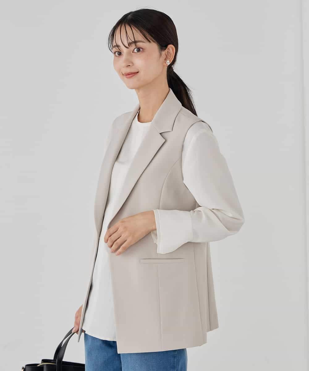 KBDCD04089 a.v.v(アー・ヴェ・ヴェ) 【洗える/ストレッチ/セットアップ対応】ダブルクロステーラードジレ ネイビー