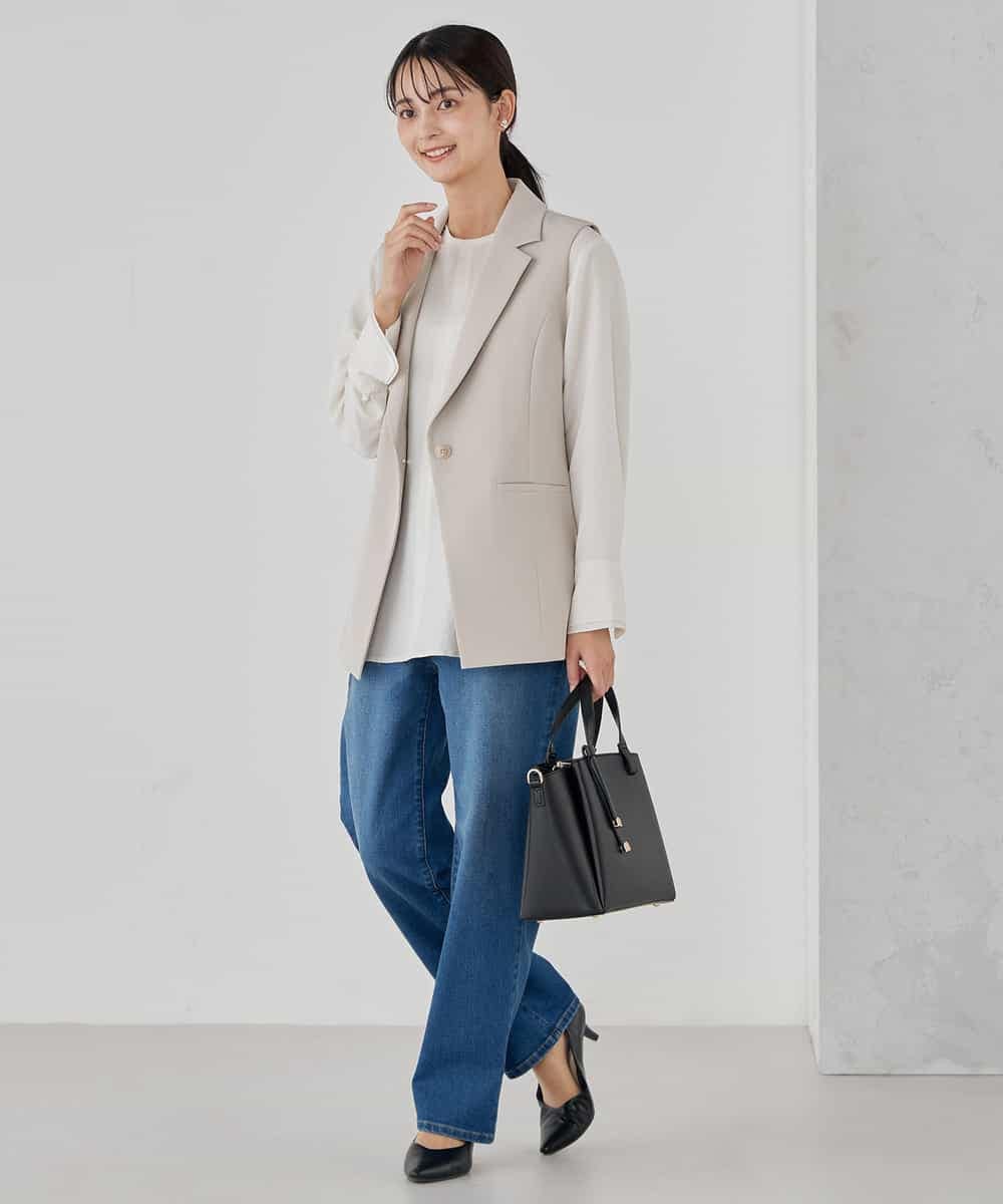 KBDCD04089 a.v.v(アー・ヴェ・ヴェ) 【洗える/ストレッチ/セットアップ対応】ダブルクロステーラードジレ ネイビー