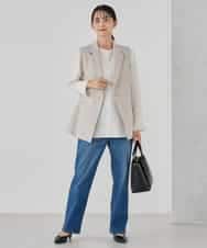 KBDCD04089 a.v.v(アー・ヴェ・ヴェ) 【洗える/ストレッチ/セットアップ対応】ダブルクロステーラードジレ ネイビー