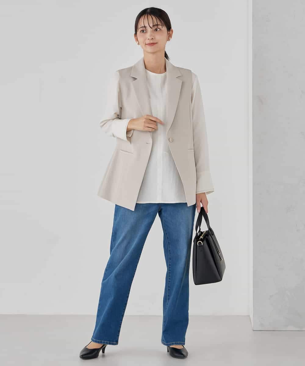 KBDCD04089 a.v.v(アー・ヴェ・ヴェ) 【洗える/ストレッチ/セットアップ対応】ダブルクロステーラードジレ ネイビー