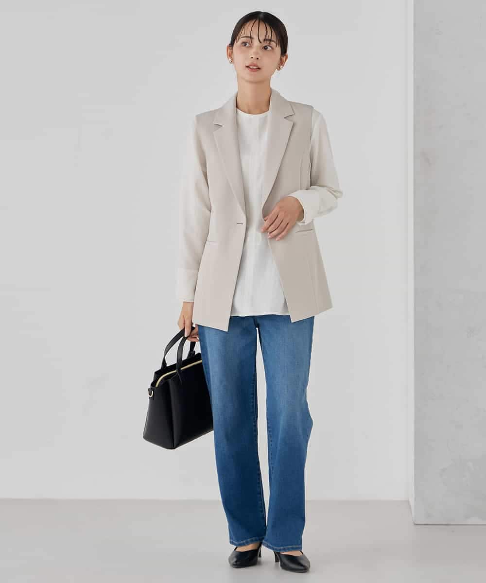 KBDCD04089 a.v.v(アー・ヴェ・ヴェ) 【洗える/ストレッチ/セットアップ対応】ダブルクロステーラードジレ ネイビー