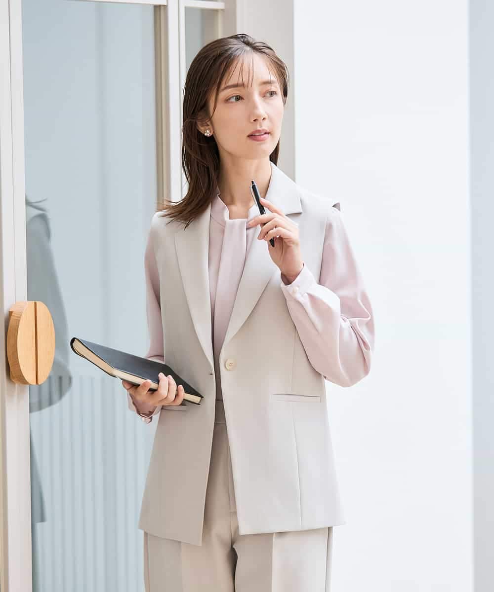 KBDCD04089 a.v.v(アー・ヴェ・ヴェ) 【洗える/ストレッチ/セットアップ対応】ダブルクロステーラードジレ ネイビー