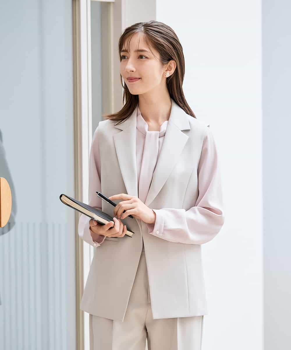 KBDCD04089 a.v.v(アー・ヴェ・ヴェ) 【洗える/ストレッチ/セットアップ対応】ダブルクロステーラードジレ ネイビー