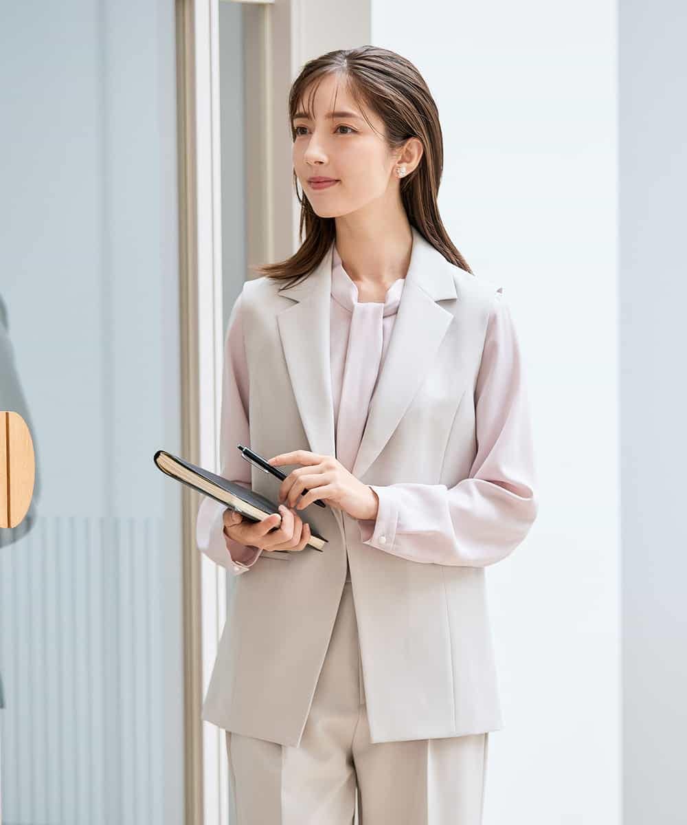 KBDCD04089 a.v.v(アー・ヴェ・ヴェ) 【洗える/ストレッチ/セットアップ対応】ダブルクロステーラードジレ ネイビー