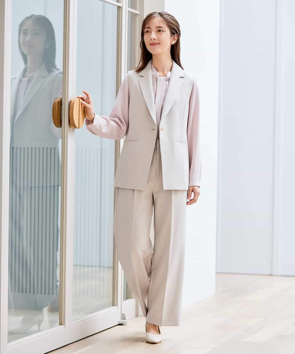 KBDCD04089 a.v.v(アー・ヴェ・ヴェ) 【洗える/ストレッチ/セットアップ対応】ダブルクロステーラードジレ ネイビー