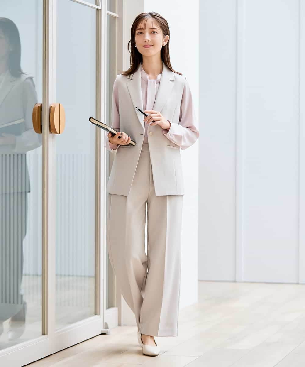 KBDCD04089 a.v.v(アー・ヴェ・ヴェ) 【洗える/ストレッチ/セットアップ対応】ダブルクロステーラードジレ ネイビー