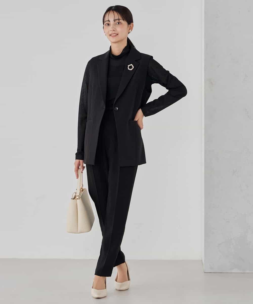 KBDCD04089 a.v.v(アー・ヴェ・ヴェ) 【洗える/ストレッチ/セットアップ対応】ダブルクロステーラードジレ ネイビー