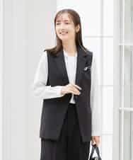 KBDCD04089 a.v.v(アー・ヴェ・ヴェ) 【洗える/ストレッチ/セットアップ対応】ダブルクロステーラードジレ ネイビー