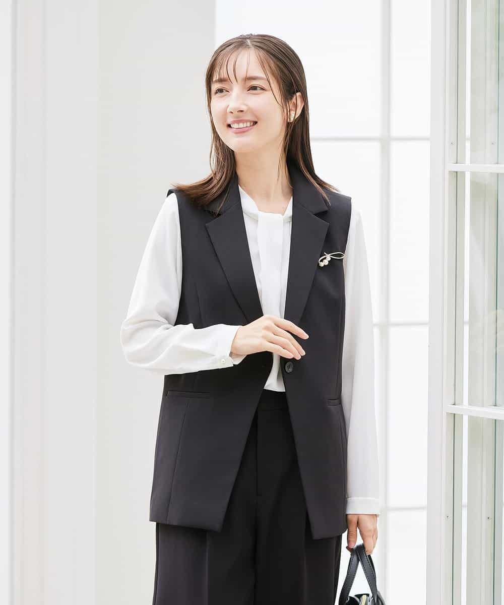 KBDCD04089 a.v.v(アー・ヴェ・ヴェ) 【洗える/ストレッチ/セットアップ対応】ダブルクロステーラードジレ ネイビー