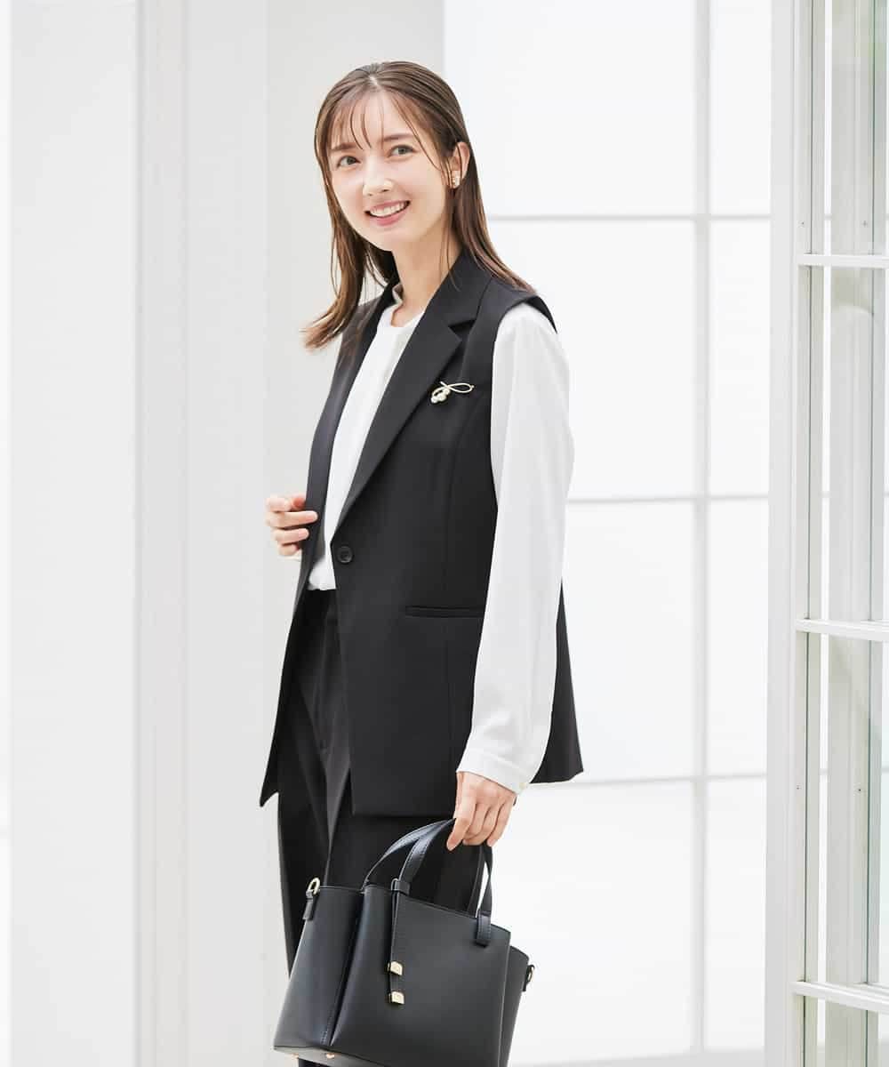 KBDCD04089 a.v.v(アー・ヴェ・ヴェ) 【洗える/ストレッチ/セットアップ対応】ダブルクロステーラードジレ ネイビー