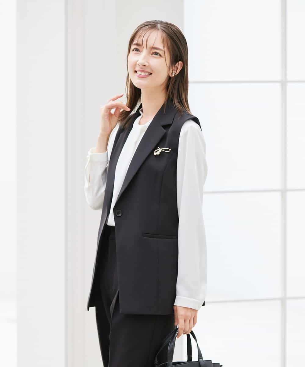 KBDCD04089 a.v.v(アー・ヴェ・ヴェ) 【洗える/ストレッチ/セットアップ対応】ダブルクロステーラードジレ ネイビー