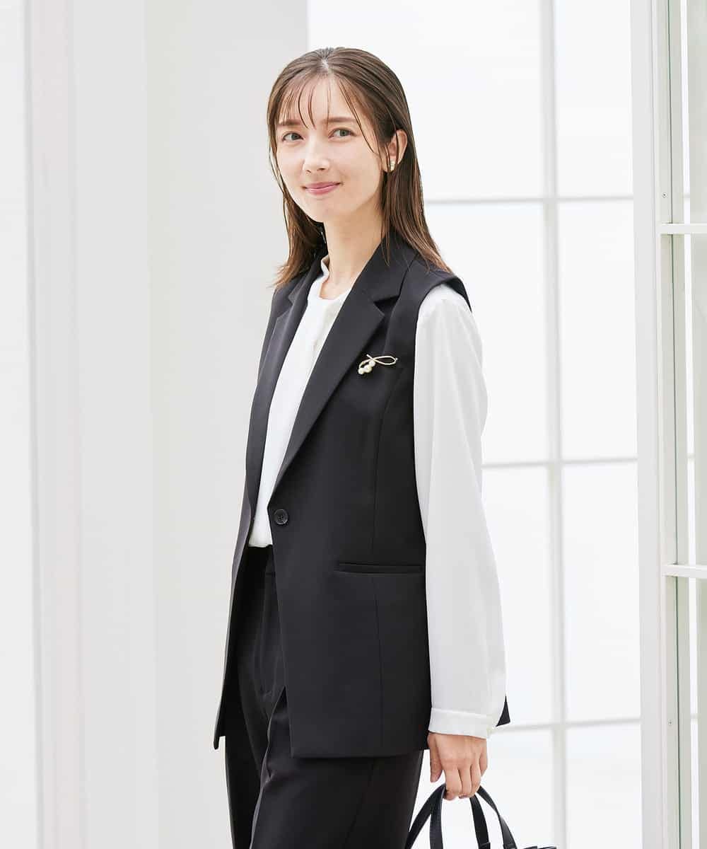 KBDCD04089 a.v.v(アー・ヴェ・ヴェ) 【洗える/ストレッチ/セットアップ対応】ダブルクロステーラードジレ ネイビー