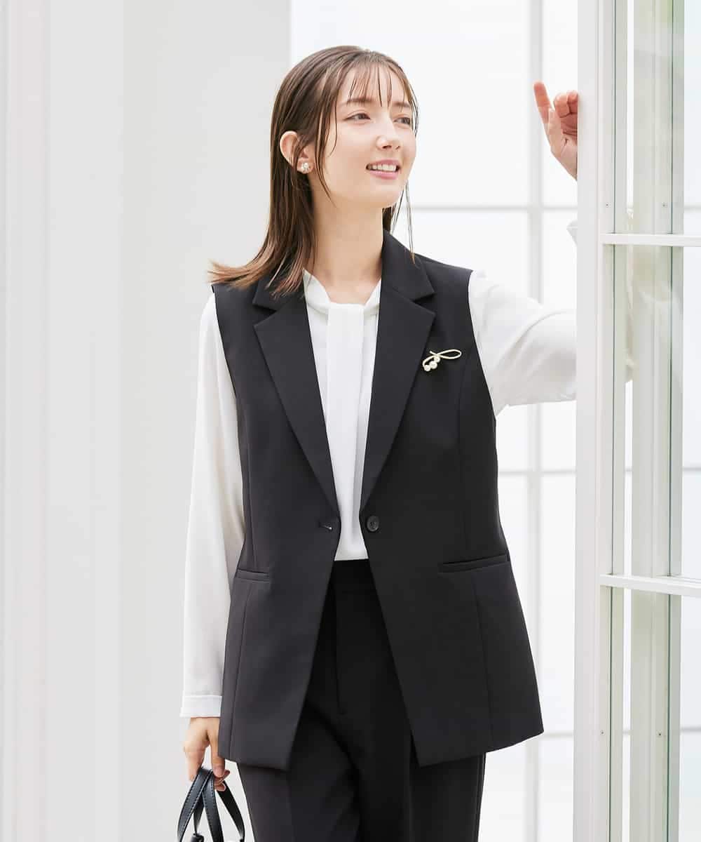 KBDCD04089 a.v.v(アー・ヴェ・ヴェ) 【洗える/ストレッチ/セットアップ対応】ダブルクロステーラードジレ ネイビー