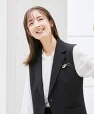 KBDCD04089 a.v.v(アー・ヴェ・ヴェ) 【洗える/ストレッチ/セットアップ対応】ダブルクロステーラードジレ ネイビー