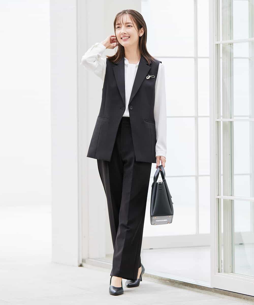 KBDCD04089 a.v.v(アー・ヴェ・ヴェ) 【洗える/ストレッチ/セットアップ対応】ダブルクロステーラードジレ ネイビー