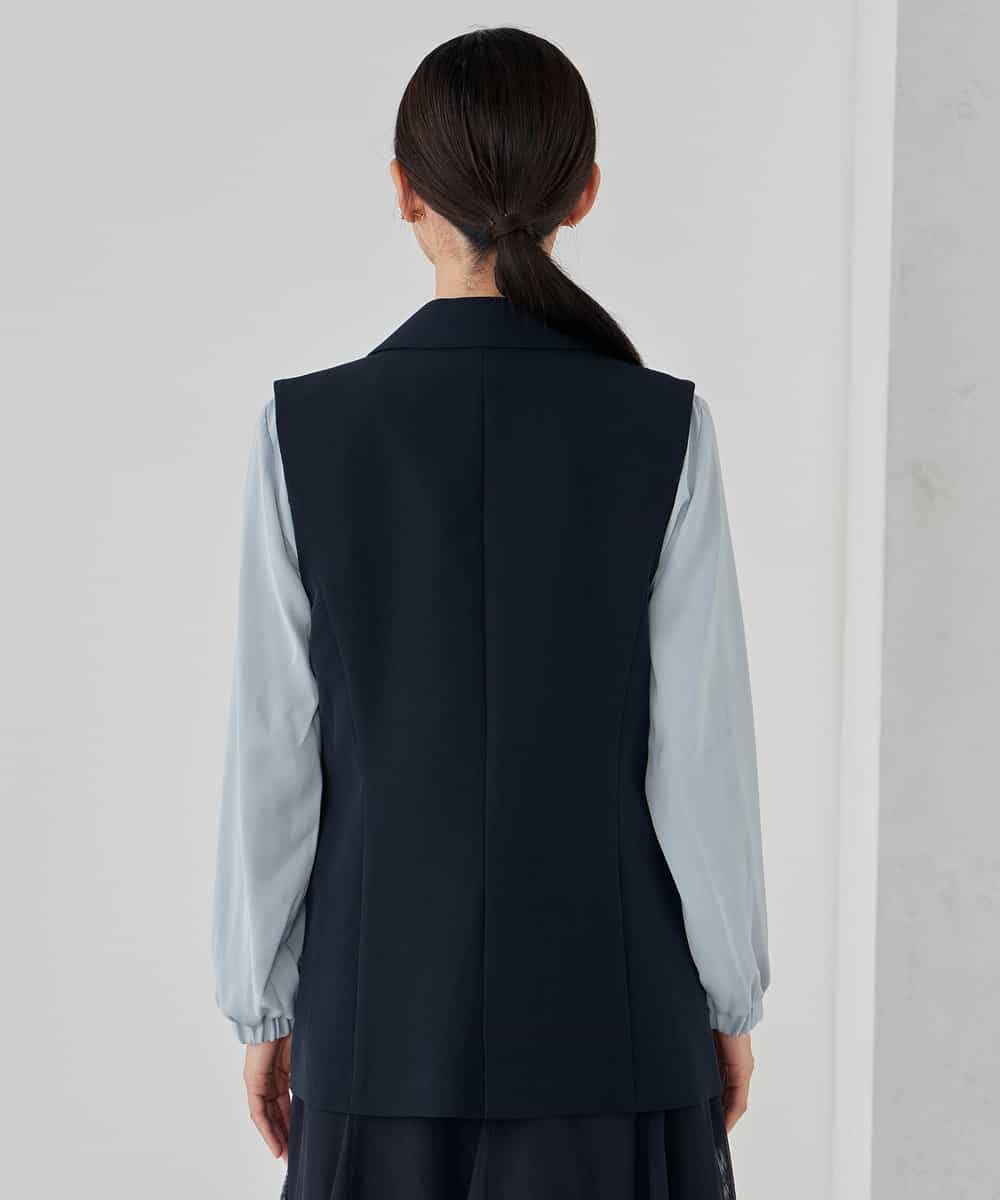 KBDCD04089 a.v.v(アー・ヴェ・ヴェ) 【洗える/ストレッチ/セットアップ対応】ダブルクロステーラードジレ ネイビー