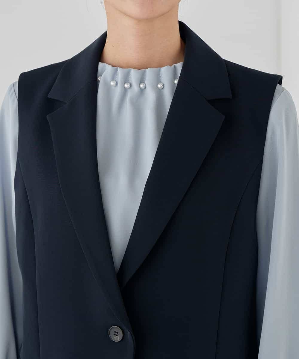 KBDCD04089 a.v.v(アー・ヴェ・ヴェ) 【洗える/ストレッチ/セットアップ対応】ダブルクロステーラードジレ ネイビー