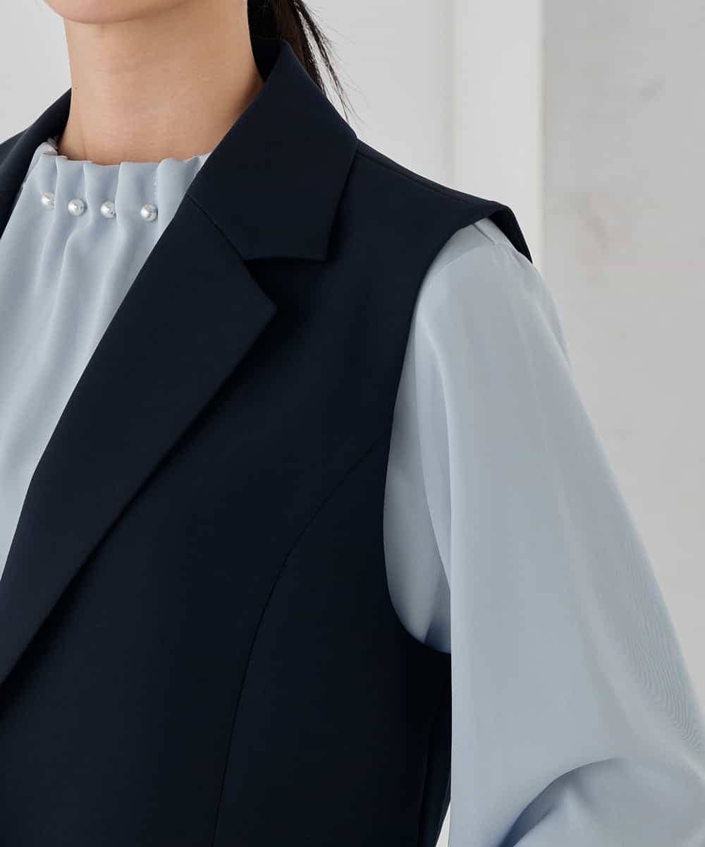 KBDCD04089 a.v.v(アー・ヴェ・ヴェ) 【洗える/ストレッチ/セットアップ対応】ダブルクロステーラードジレ ネイビー