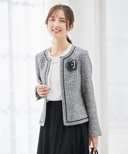 KBDCD05139 a.v.v 【ストレッチ】ツイードノーカラージャケット