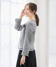 KBDCD05139 a.v.v(アー・ヴェ・ヴェ) 【ストレッチ】ツイードノーカラージャケット ダークグレー