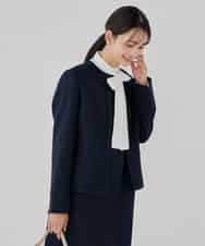 KBDCD05139 a.v.v(アー・ヴェ・ヴェ) 【ストレッチ】ツイードノーカラージャケット ダークグレー