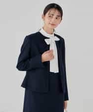 KBDCD05139 a.v.v(アー・ヴェ・ヴェ) 【ストレッチ】ツイードノーカラージャケット ダークグレー