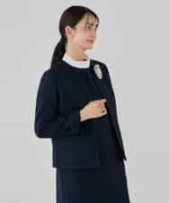 KBDCD05139 a.v.v(アー・ヴェ・ヴェ) 【ストレッチ】ツイードノーカラージャケット ダークグレー