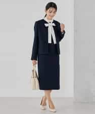 KBDCD05139 a.v.v(アー・ヴェ・ヴェ) 【ストレッチ】ツイードノーカラージャケット ダークグレー