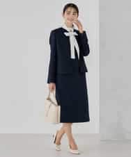 KBDCD05139 a.v.v(アー・ヴェ・ヴェ) 【ストレッチ】ツイードノーカラージャケット ダークグレー