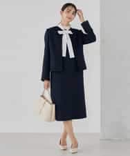 KBDCD05139 a.v.v(アー・ヴェ・ヴェ) 【ストレッチ】ツイードノーカラージャケット ダークグレー