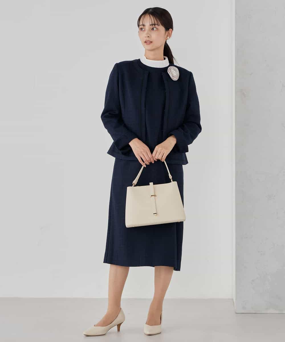 KBDCD05139 a.v.v(アー・ヴェ・ヴェ) 【ストレッチ】ツイードノーカラージャケット ダークグレー