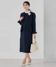 KBDCD05139 a.v.v(アー・ヴェ・ヴェ) 【ストレッチ】ツイードノーカラージャケット ダークグレー