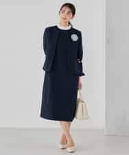 KBDCD05139 a.v.v(アー・ヴェ・ヴェ) 【ストレッチ】ツイードノーカラージャケット ダークグレー