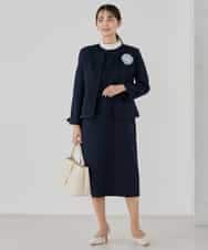 KBDCD05139 a.v.v(アー・ヴェ・ヴェ) 【ストレッチ】ツイードノーカラージャケット ダークグレー