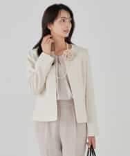 KBDCD05139 a.v.v(アー・ヴェ・ヴェ) 【ストレッチ】ツイードノーカラージャケット ダークグレー