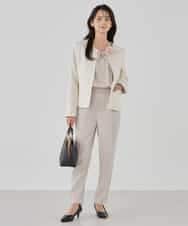 KBDCD05139 a.v.v(アー・ヴェ・ヴェ) 【ストレッチ】ツイードノーカラージャケット ダークグレー