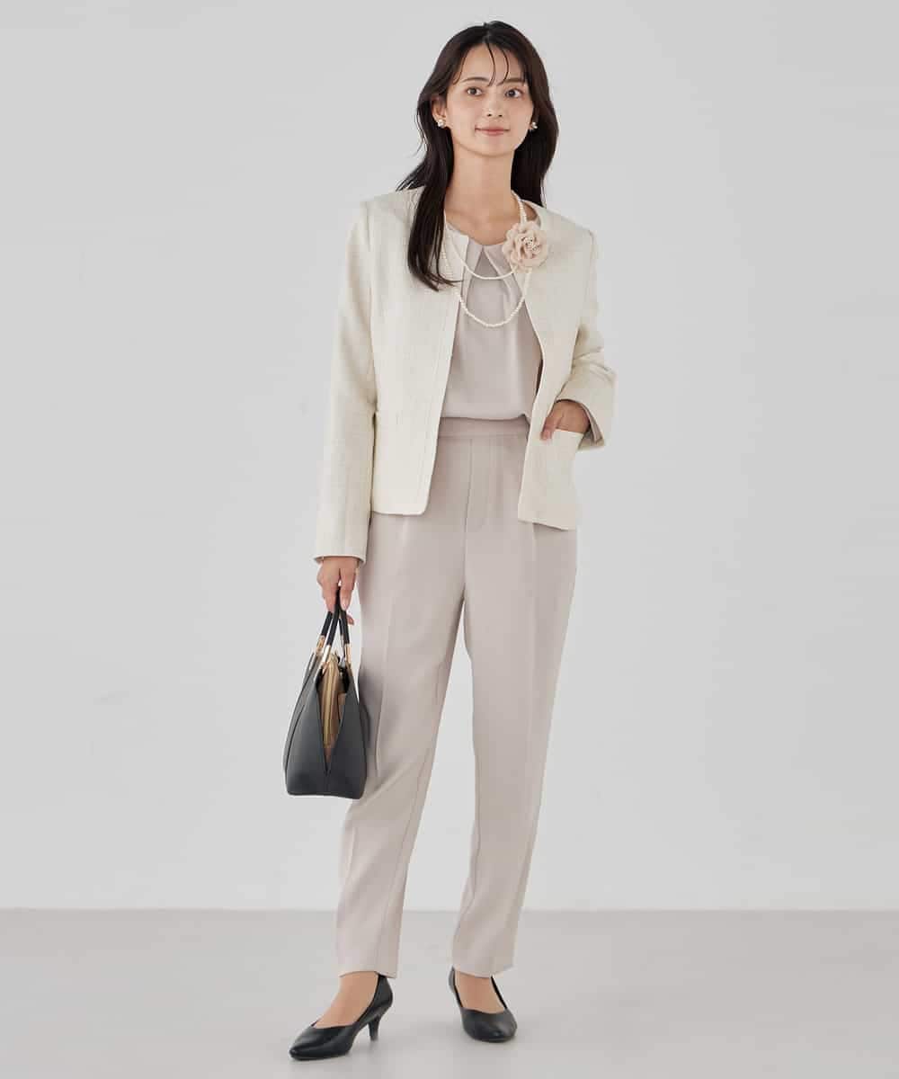 KBDCD05139 a.v.v(アー・ヴェ・ヴェ) 【ストレッチ】ツイードノーカラージャケット ダークグレー