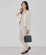 KBDCD05139 a.v.v(アー・ヴェ・ヴェ) 【ストレッチ】ツイードノーカラージャケット ダークグレー