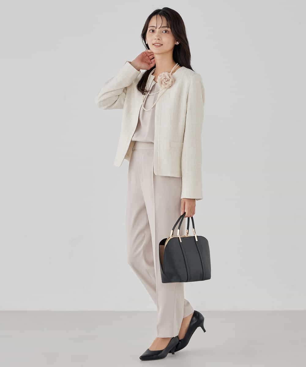 KBDCD05139 a.v.v(アー・ヴェ・ヴェ) 【ストレッチ】ツイードノーカラージャケット ダークグレー