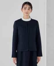 KBDCD05139 a.v.v(アー・ヴェ・ヴェ) 【ストレッチ】ツイードノーカラージャケット ダークグレー