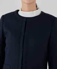 KBDCD05139 a.v.v(アー・ヴェ・ヴェ) 【ストレッチ】ツイードノーカラージャケット ダークグレー