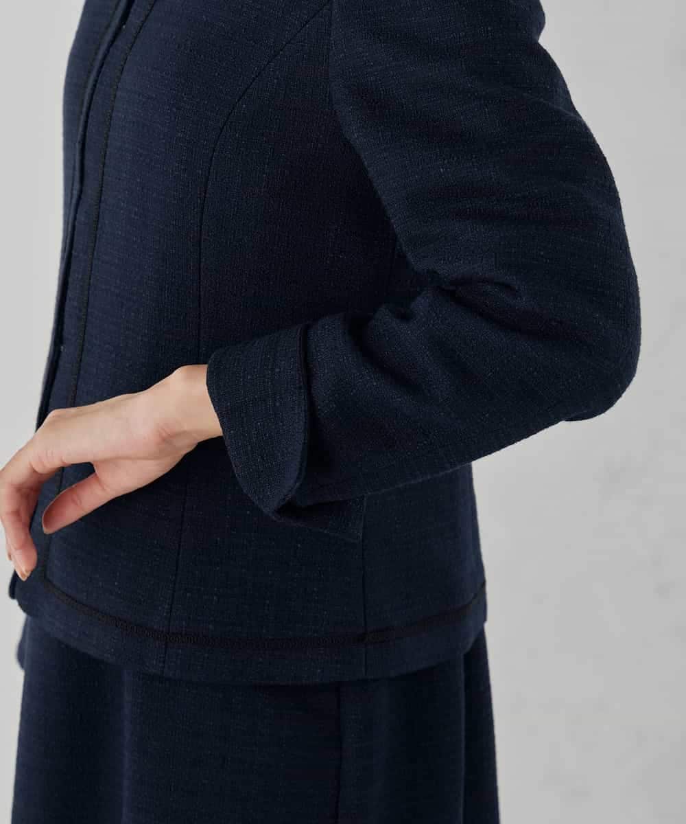 KBDCD05139 a.v.v(アー・ヴェ・ヴェ) 【ストレッチ】ツイードノーカラージャケット ダークグレー