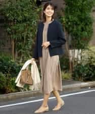KBDCP02109 a.v.v(アー・ヴェ・ヴェ) 【洗える/セットアップ対応】ダブルクロスキーネックジャケット[WEB限定サイズ] ネイビー