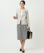 KBDCS02109 a.v.v(アー・ヴェ・ヴェ) 【洗える/セットアップ対応】ダブルクロスキーネックジャケット ブラック