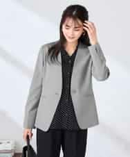 KBDFE20109 a.v.v(アー・ヴェ・ヴェ) 【洗える/UVカット】リネンライクストレッチノーカラージャケット ネイビー