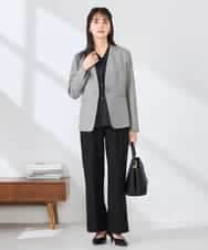 KBDFE20109 a.v.v(アー・ヴェ・ヴェ) 【洗える/UVカット】リネンライクストレッチノーカラージャケット ネイビー