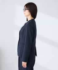 KBDFE20109 a.v.v(アー・ヴェ・ヴェ) 【洗える/UVカット】リネンライクストレッチノーカラージャケット ネイビー